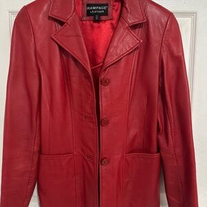 Rampage Women's Vibrant Red Genuine Leather Jacket Vintage S